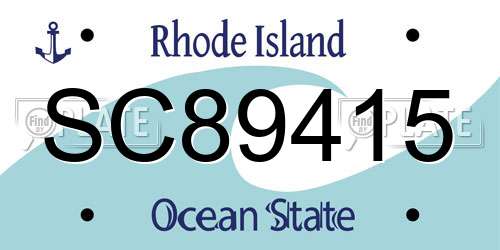 SC89415 Rhode Island License Plate