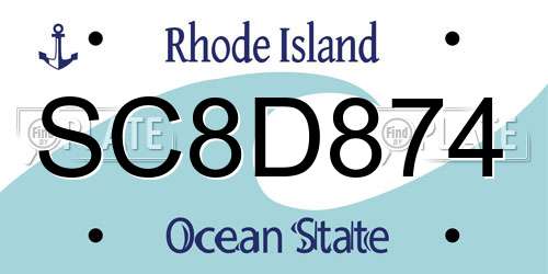 SC8D874 Rhode Island License Plate