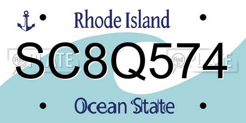 SC8Q574 Rhode Island License Plate