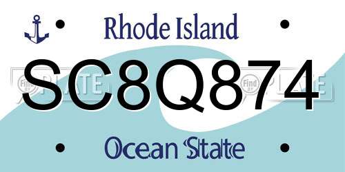 SC8Q874 Rhode Island License Plate