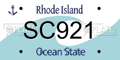 SC921 Rhode Island License Plate