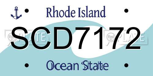 SCD7172 Rhode Island License Plate