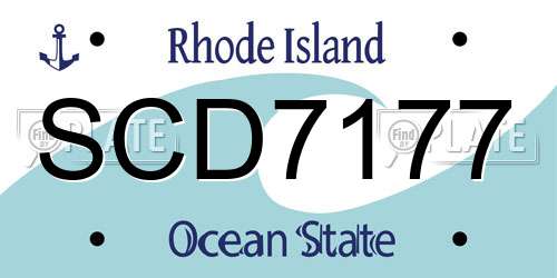 SCD7177 Rhode Island License Plate