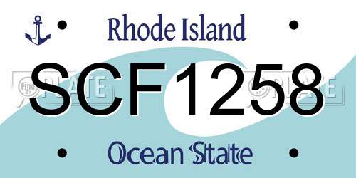 SCF1258 Rhode Island License Plate