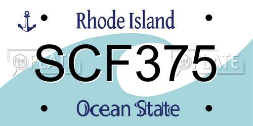 SCF375 Rhode Island License Plate