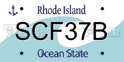 SCF37B Rhode Island License Plate