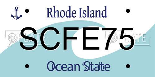 SCFE75 Rhode Island License Plate