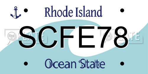 SCFE78 Rhode Island License Plate