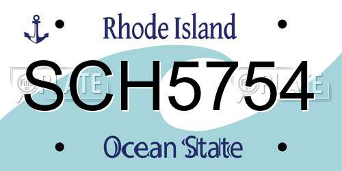 SCH5754 Rhode Island License Plate