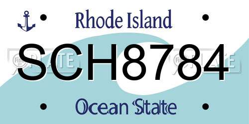 SCH8784 Rhode Island License Plate