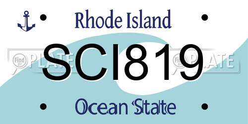 SCI819 Rhode Island License Plate