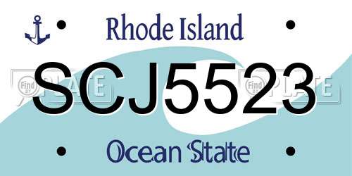 SCJ5523 Rhode Island License Plate