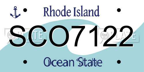 SCO7122 Rhode Island License Plate