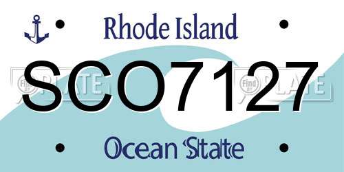 SCO7127 Rhode Island License Plate