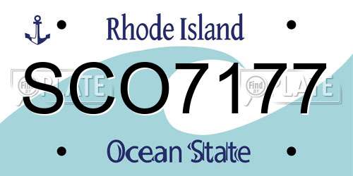 SCO7177 Rhode Island License Plate