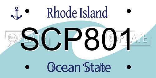 SCP801 Rhode Island License Plate