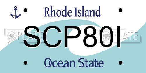 SCP80I Rhode Island License Plate
