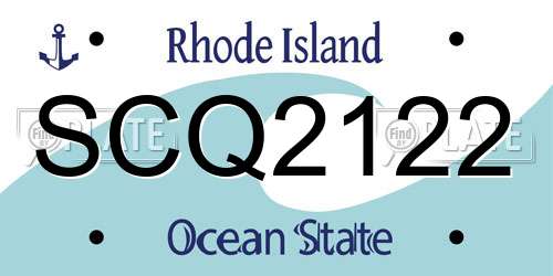 SCQ2122 Rhode Island License Plate
