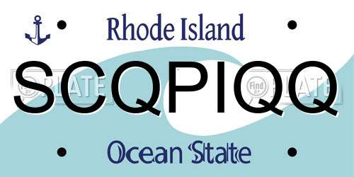 SCQPIQQ Rhode Island License Plate