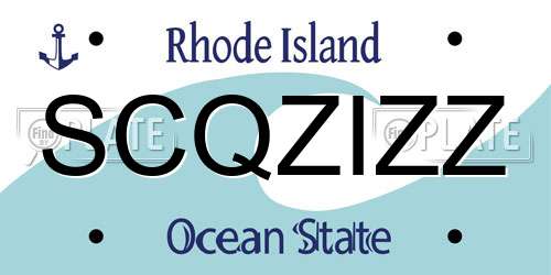 SCQZIZZ Rhode Island License Plate