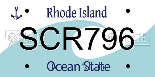 SCR796 Rhode Island License Plate
