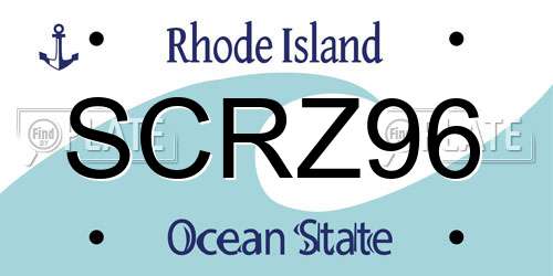 SCRZ96 Rhode Island License Plate