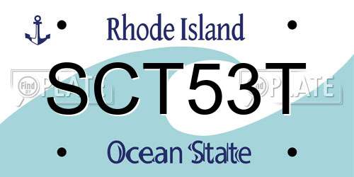 SCT53T Rhode Island License Plate