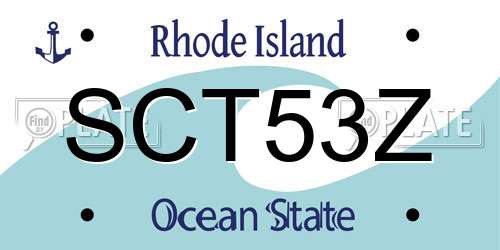 SCT53Z Rhode Island License Plate