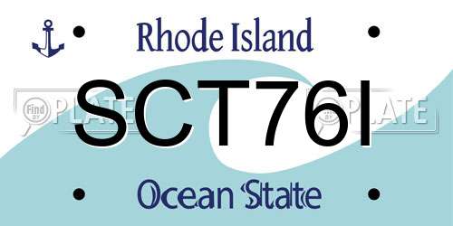 SCT76I Rhode Island License Plate