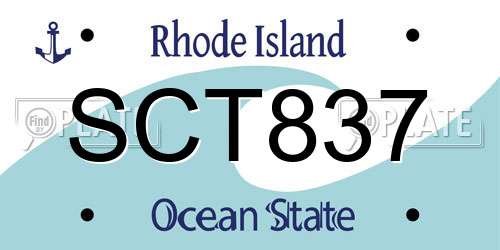 SCT837 Rhode Island License Plate