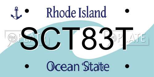 SCT83T Rhode Island License Plate