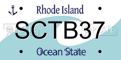 SCTB37 Rhode Island License Plate