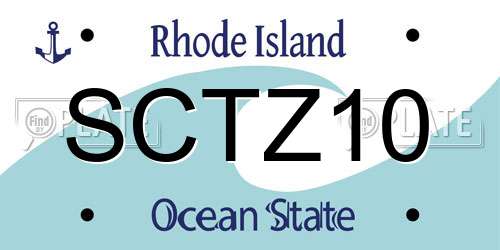 SCTZ10 Rhode Island License Plate