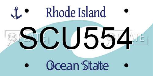 SCU554 Rhode Island License Plate