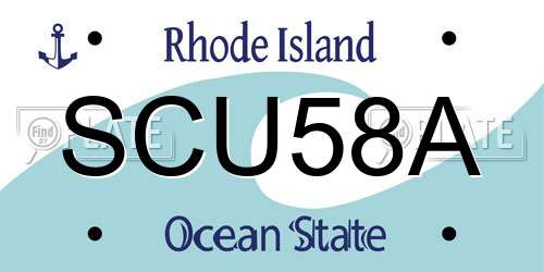 SCU58A Rhode Island License Plate