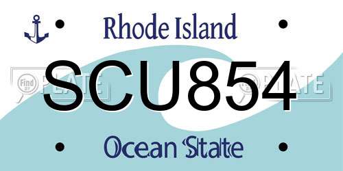 SCU854 Rhode Island License Plate