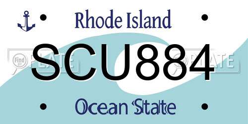 SCU884 Rhode Island License Plate