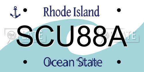 SCU88A Rhode Island License Plate