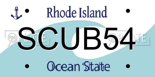 SCUB54 Rhode Island License Plate