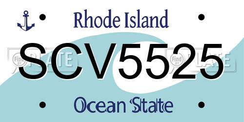 SCV5525 Rhode Island License Plate