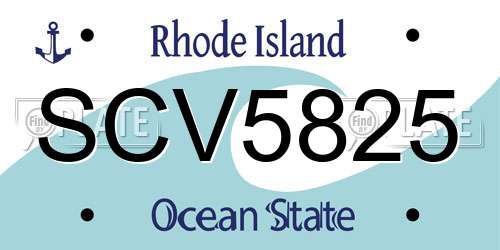 SCV5825 Rhode Island License Plate