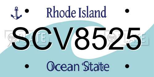 SCV8525 Rhode Island License Plate