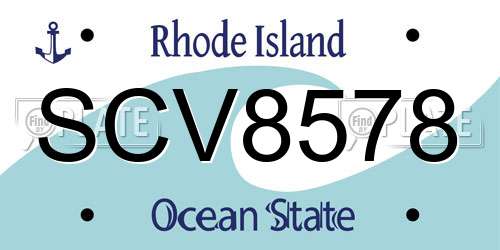 SCV8578 Rhode Island License Plate