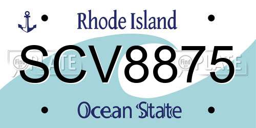 SCV8875 Rhode Island License Plate
