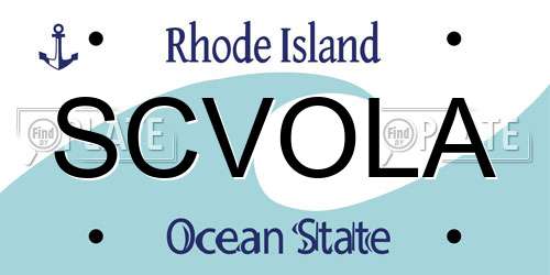SCVOLA Rhode Island License Plate