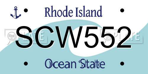 SCW552 Rhode Island License Plate