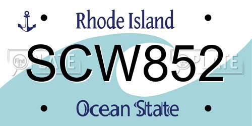 SCW852 Rhode Island License Plate