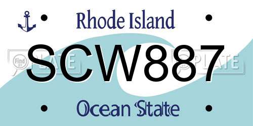 SCW887 Rhode Island License Plate