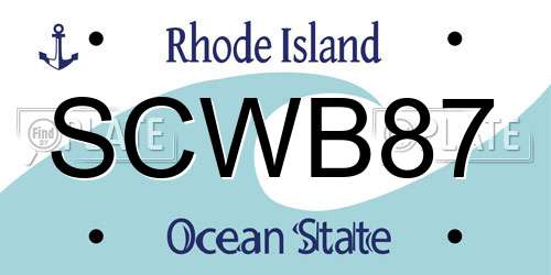 SCWB87 Rhode Island License Plate