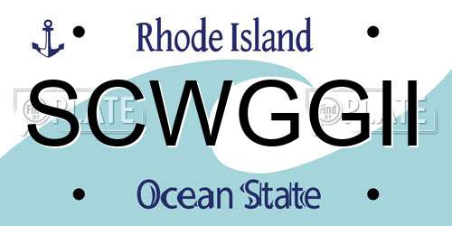 SCWGGII Rhode Island License Plate